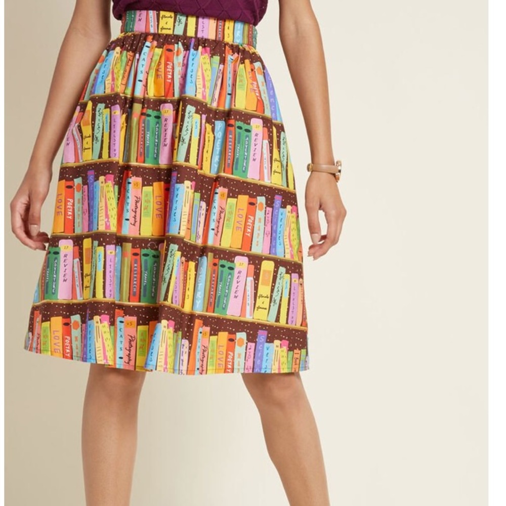 Flint and Flirt A Line Skirt in Library
